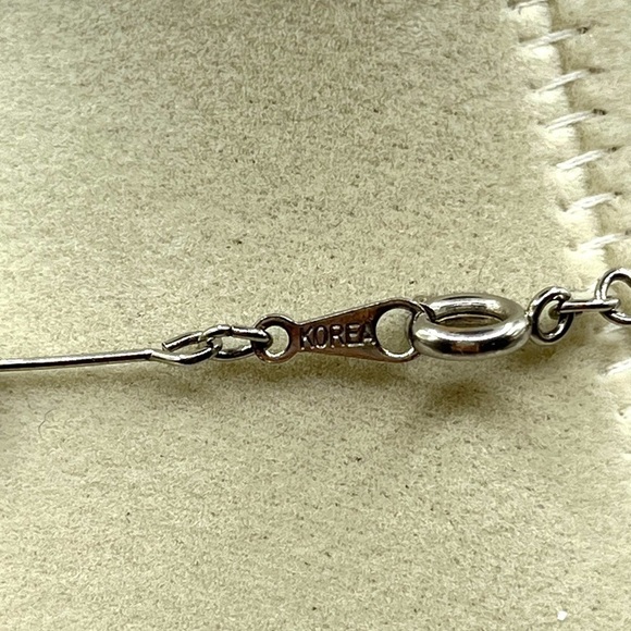 Necklace Pearl & Silver Tone Stations Oval with A Pearl Inside Unique Vintage - Picture 6 of 11